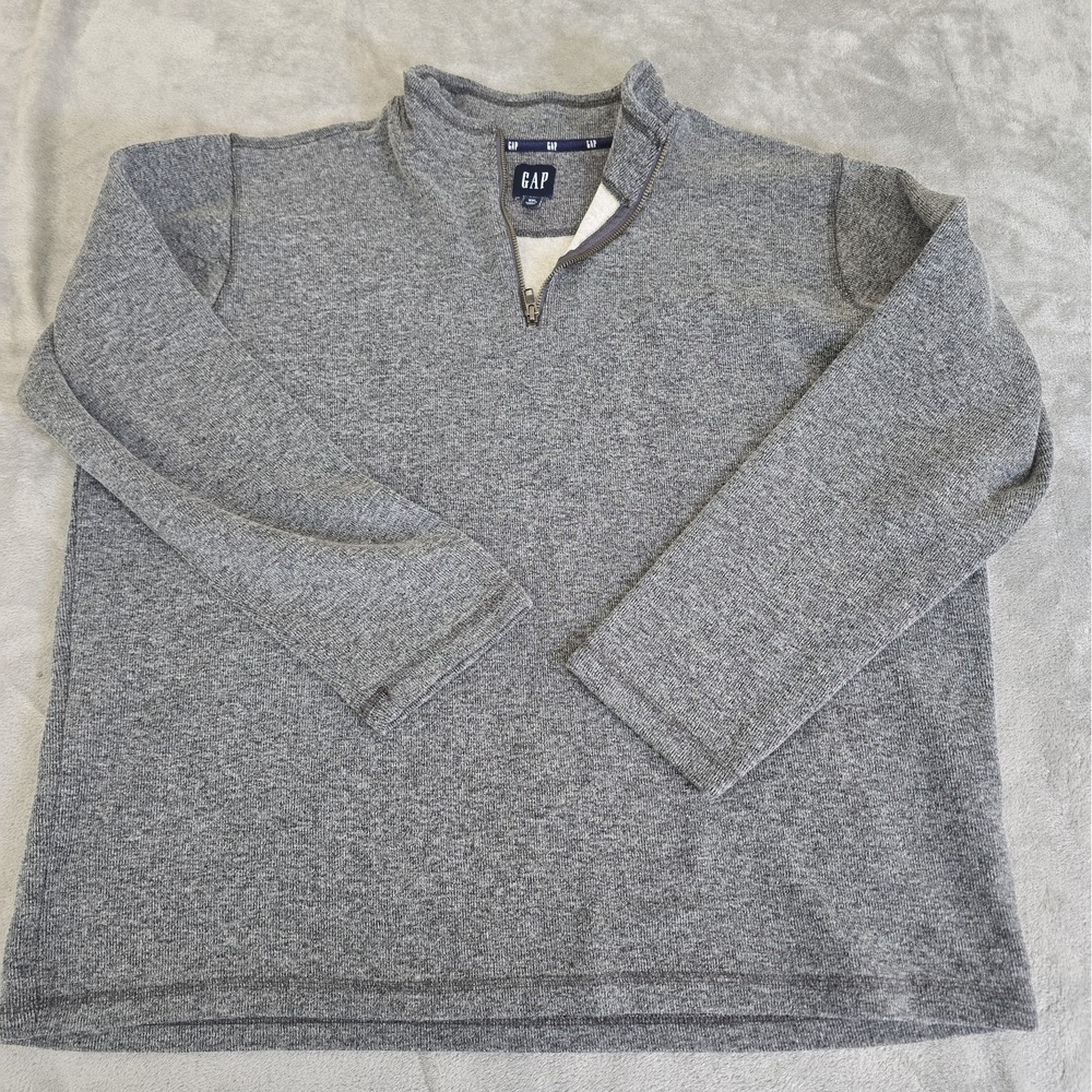 Gap Sweater Mens Size XXL Gray Pullover 1/4 Zip Long Sleeve Gorpcore Cabincore